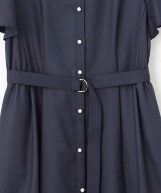 ANY SIS 【接触冷感・UVカット・速乾】スムージーポリエステル シャツワンピース ネイビー