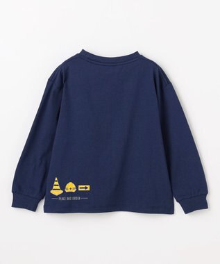 ANY KIDS はたらく車プリント 長袖Tシャツ ネイビー