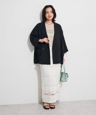 Green Parks クロシェニットスカート White