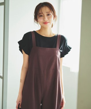 Feroux 【UVケア】タックスリーブ Tシャツ ブラック系