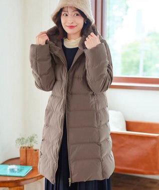 Tiaclasse フード裏エコファーダウンコート モカ