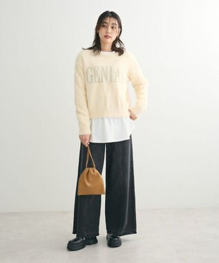 Green Parks シャギーロゴニットプルオーバー Ecru