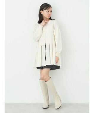 earth music&ecology プリーツドッキングカーディガン Ivory