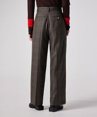 Paul Smith クラシックガンクラブチェック ワイドタックパンツ ブラウン