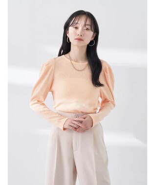 earth music&ecology パフスリーブクレープリブインナー Orange