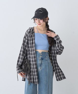 earth music&ecology ダメージロゴキャップ Charcoal Gray