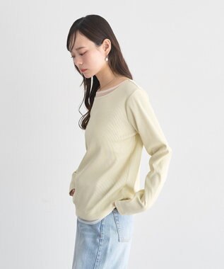 earth music&ecology レイヤード風テレコプルオーバー Yellow