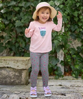 ANY KIDS ミラクルスパンコール長袖Tシャツ ピンク（ネコ×アイスクリーム）