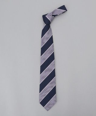 GOTAIRIKU 【日本製】西陣ネクタイ_レジメンタルストライプ柄 パープル系1