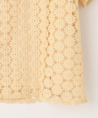 組曲 L フラワーレース半袖ブラウス クリームイエロー系