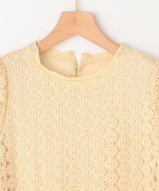 組曲 L フラワーレース半袖ブラウス クリームイエロー系