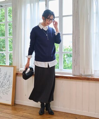 WEGO 【WEB限定/2025年秋冬新作/洗濯OK/毛玉レス/MLXLサイズ展開/オフィス/カジュアル】ベーシックニットセーター ネイビー