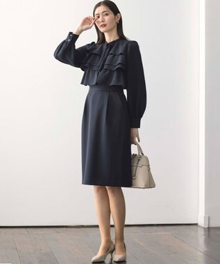 組曲 S 【KUMIKYOKU NAVY】コンフォータブルドレープ コクーンスカート ネイビー系