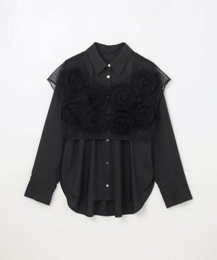 GRACE CONTINENTAL レイヤード刺繍シャツブラウス ブラック