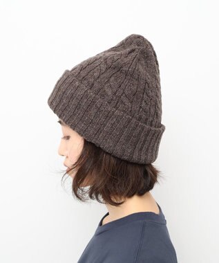 WHITE MAILS 【UNISEX】WOOL PAPER DOUBLE KNIT ケーブルビーニー チャコールグレー
