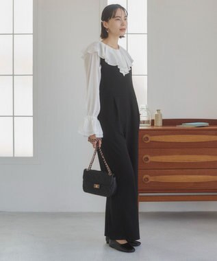 WEGO 【ANGIE VINTAGE】Vネックオールインワン ブラック