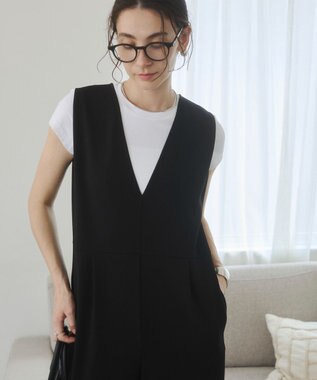 WEGO 【ANGIE VINTAGE】Vネックオールインワン ブラック