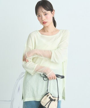 earth music&ecology ラメシアースリーブプルオーバー Light Yellow