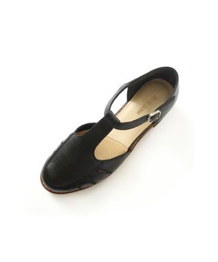 Pointer 本革 通気性Tストラップパンプス ブラック