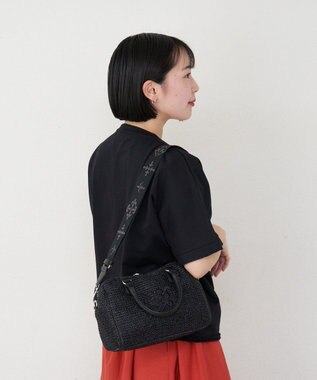 russet ナイロンラフィアミニボストンバッグ(CE-1715) Black