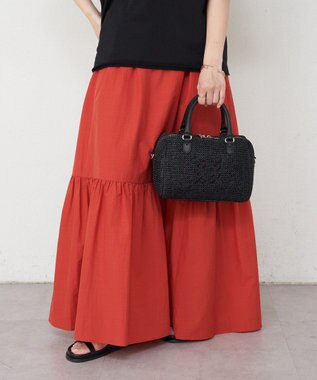 russet ナイロンラフィアミニボストンバッグ(CE-1715) Black