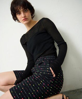 GRACE CONTINENTAL ネオンドットジャガードパンツ ブラック