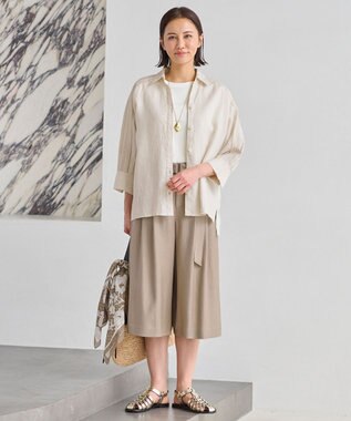 自由区 【XSサイズ～/洗える/セット可】エンブロイダリーリネン前開き シャツブラウス アイボリー系