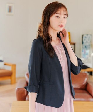 Tiaclasse 【吸水速乾・接触冷感・UVケア・防シワ・洗える】カチオンカラーレスジャケット ネイビー