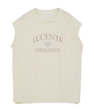 Green Parks ベロアロゴフレンチスリーブチュニック Ecru