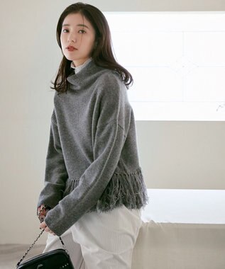 23区 【SLOW/一部店舗限定】新色追加！シアーリブロンTEE タートルネック カットソー ホワイト系