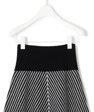 ICB ミルドウール ストライプ柄ニットスカート ブラック系1