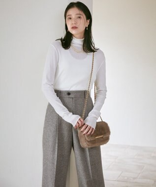 23区 【SLOW/一部店舗限定】新色追加！シアーリブロンTEE タートルネック カットソー ホワイト系