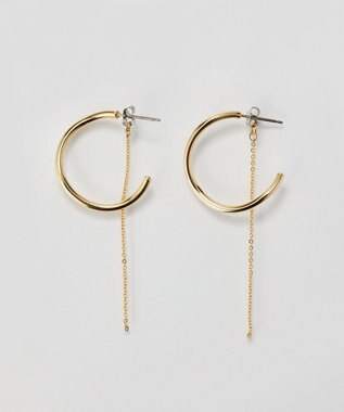 Phoebe 【金属アレルギー対応】2wayウェーブラインフープピアス　ゴールド/ニッケルフリー ゴールド