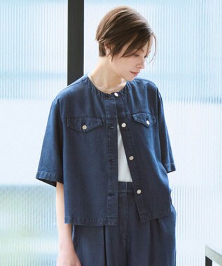 ICB L ナチュラルソフトデニム クロップドジャケット