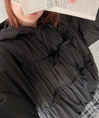 WEGO リボンフードブルゾン ブラック