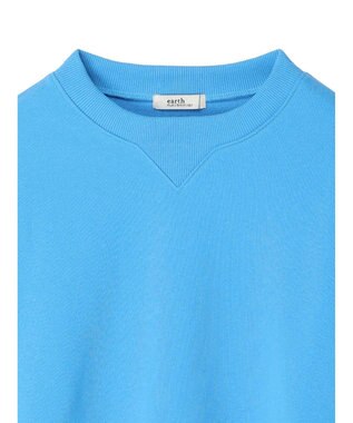 earth music&ecology クルーネック袖シャーリングスウェット Light Blue