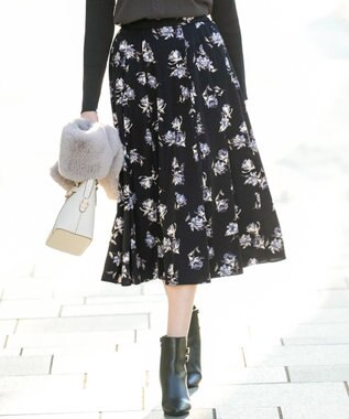 ANY SIS L フラワータック スカート