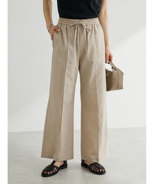 Green Parks 綿麻混イージーワイドパンツ Light Beige
