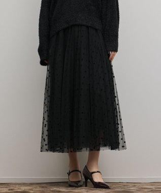 フロッキードットプリーツスカート