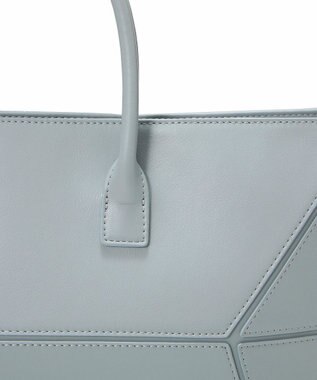 TOPKAPI 【TREASURE TOPKAPI】フェイクレザー ジオメトリック ショルダー付 トートバッグ ペールブルー