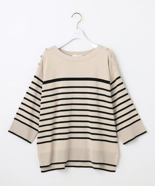 ANY SIS 【洗える】パネルボーダー ニット ベージュベースボーダー