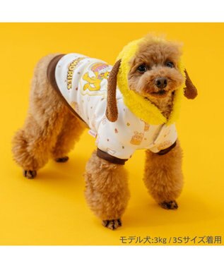 PET PARADISE ディズニー ミッキーマウス＆プルート パーカー 《ケーキ柄》 小型犬 ホワイト×ブラウン
