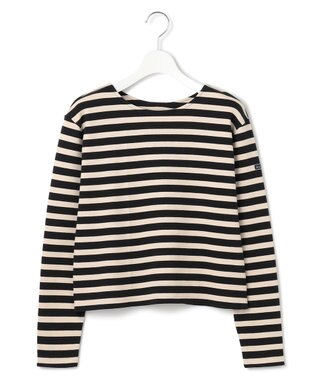 23区 L 【CanCam４月号掲載/洗える】Armor-lux スムース バックボタン ボーダー カットソー ブラック×ベージュ