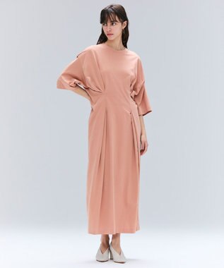 BEIGE， 【洗える】S.BABILA / スリットネックウエストタックワンピース Sunset