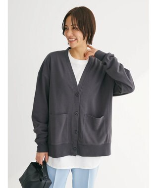 Green Parks ミニ裏毛Ｖネックカーディガン Dark Gray