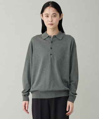 UNFILO MENS 【男女兼用】ソフトサーモ アンチピリングニット ポロ チャコール