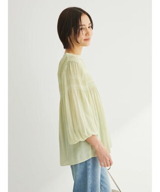 Green Parks マジョリカプリーツブラウス Light Green