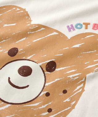 MIKI HOUSE HOT BISCUITS 【80-120cm】ビッグフェイスプリント 長袖Tシャツ ベージュ