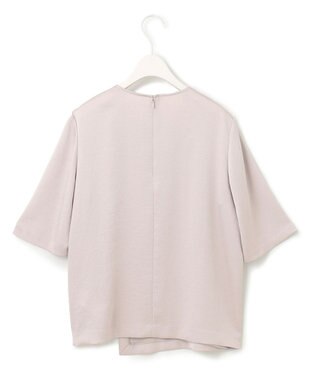 ICB 【洗える】 サテンクレープ Tブラウス パールグレー系