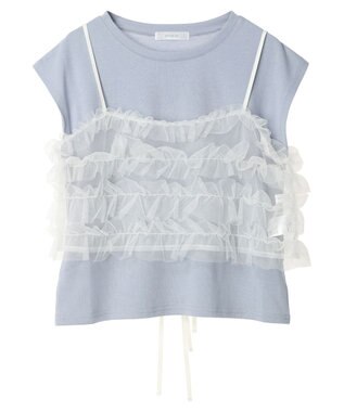 Green Parks ・ｓｗｉｎｇ　ｂｙ　ＳＥＴ２点チュールビスチェ＆フレンチＴ Sax